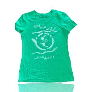 Out of Print Brave New World T-Shirt Aldous Huxley Graphic Tee (Tiny Pinhole) M
